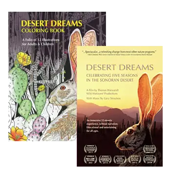 Desert Dreams, Celebrating Five Seasons in the Sonoran Desert. DESERT DREAMS COLORING BOOK features Sonoran Desert plants and animals, by Thomas Wiewandt,, discount bundle, Wild Horizons, wildhorizons.com